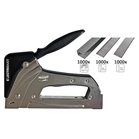 Electriduct Metal 3 in 1 Staple Gun with 1000 ea Staples/Nails/Brad Nails TL-ED-STAPLE-TMZ3.1-CH